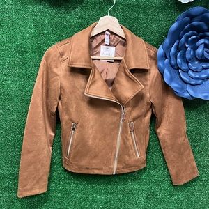 Franki Girls Brown Suede Biker Jacket Size 12 Youth NWT